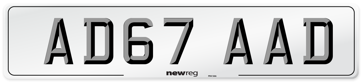 AD67 AAD Number Plate from New Reg
